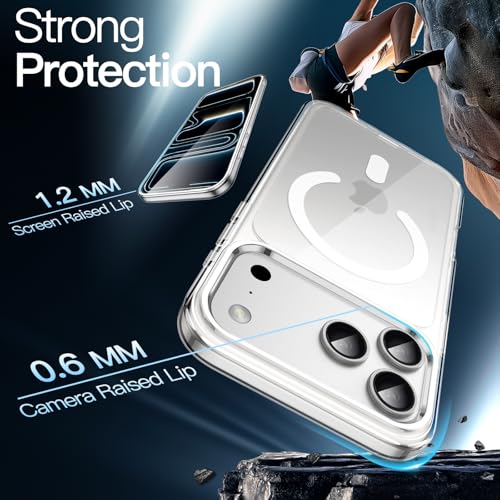 JETech Funda Magnética para iPhone 17 Pro 6.3 Pulgadas Compatible con MagSafe, Carcasa Antigolpes, Anti-Arañazos Respaldo Transparente (Transparente)
