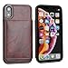 iPhone XR Wallet Case Credit Card Holder, KIHUWEY Premium Leather Kickstand Durable Shockproof Protective Cover iPhone XR 6.1 Inch(Brown)