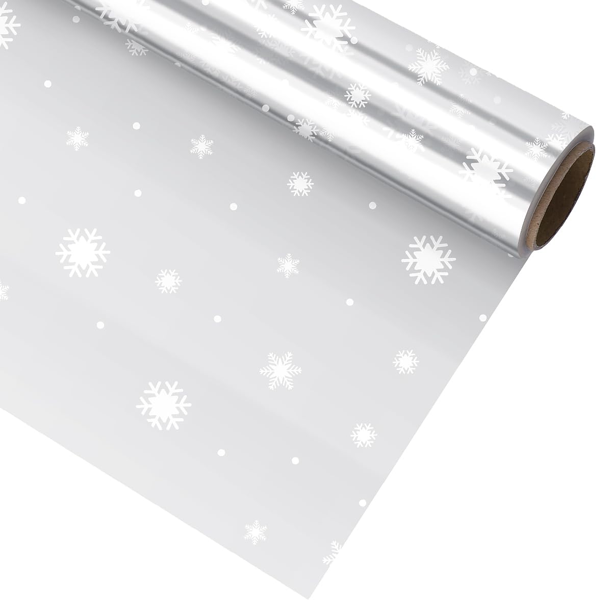 30m x 40cm Cellophane Roll 2.5 Mil Thickness Cellophane Wrap Christmas Snowflake Pattern Cellophane Bags for Florist Wrapping