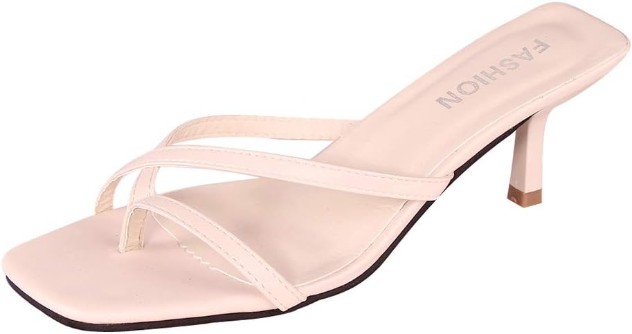 HTTEM Women's Kitten Heel Flip Flops Slip On Thong Sandals Stiletto Party Slippers