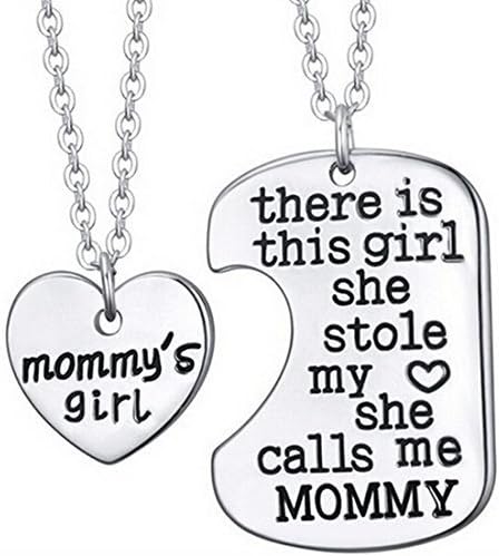 bestwishes2u Retro Circular Carving Alphabet Lettering Silver Necklace mom and girl Pendant Chain Necklace Jewelry