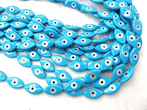 20pcs 6x12mm Natural MOP Shell, blue white mother of pearl shell Turkish evil eye beads blue Horse Eye Shell cabochon beads
