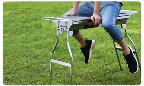 Fold Barbecue Charcoal Grill Stove Stainless Steel Portable Folding Charcoal BBQ Grill - Thumbnail 4