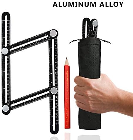 Angleizer Template Tool Premium Aluminum Alloy Pro Precision - Multi Angle Measuring Ruler | Accurate, Durable, Perfect Solution | BONUS Carpenter Pencil and Storage Pouch included