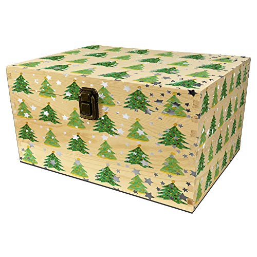 Large Unfinished Wood Box with Hinged Lid and Front Clasp for Arts