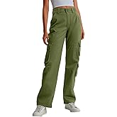 Lepunuo Womens High Waisted Cargo Pants Baggy Stretchy Cotton Wide Leg Casual Y2K Trousers with 7 Pockets