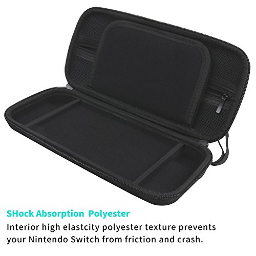 MOFIR-Nintendo-Switch-Console-Protective-Case-With-Zipper-Durable-Shell-Exterior-Soft-Velvet-Interior-20-Build-In-Game-Card-Holders-Mesh-Pocket-For-Accessories-Storage-For-Travel-Outdoors
