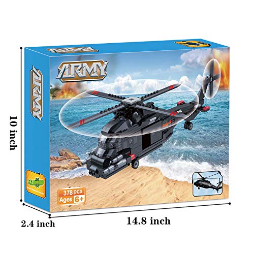 Army Military Helicopter Building Kit, Utility Helicopter Building Blocks Toys for Kids Aged 6