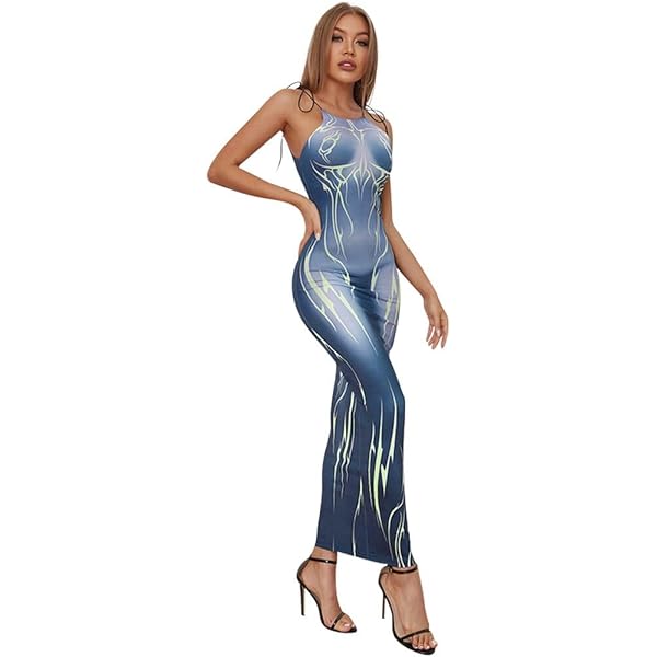 thumbnail image 2 of Floerns Women's Plus Size Leopard Print Halter Dress - Sleeveless Backless Bodycon Maxi 2 of 9