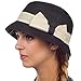 Womens 100% Paper Straw Ribbon Bow Accent Cloche Bucket Bell Summer Hat