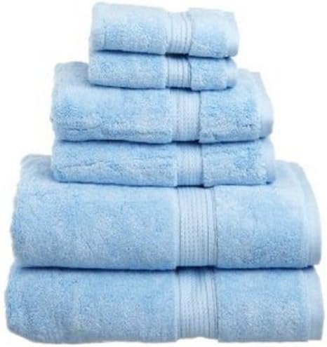 100% EGYPTIAN COTTON 900 GRAM 6 PC TOWEL SET LIGHT BLUE