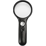 Magnifying Glass with Light, MJIYA LED Illuminated Magnifier with 3X 45X High Magnification, Lightweight Handheld for Reading