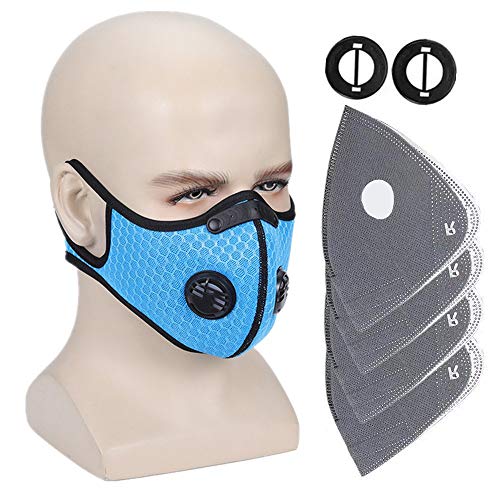 Ligart Upgraded Sport Masks, Dust Mask with Extra 4Pieces N99 Activated Carbon Filter and Valves for Exhaust Gas, Pollen Allergy, PM2.5, Half Face Masks for Cycling,Running,Hiking, Skiing,Woodworking