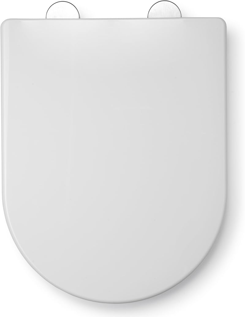 Croydex Telese Stick 'n' Lock D Shape Soft Close Toilet Seat White