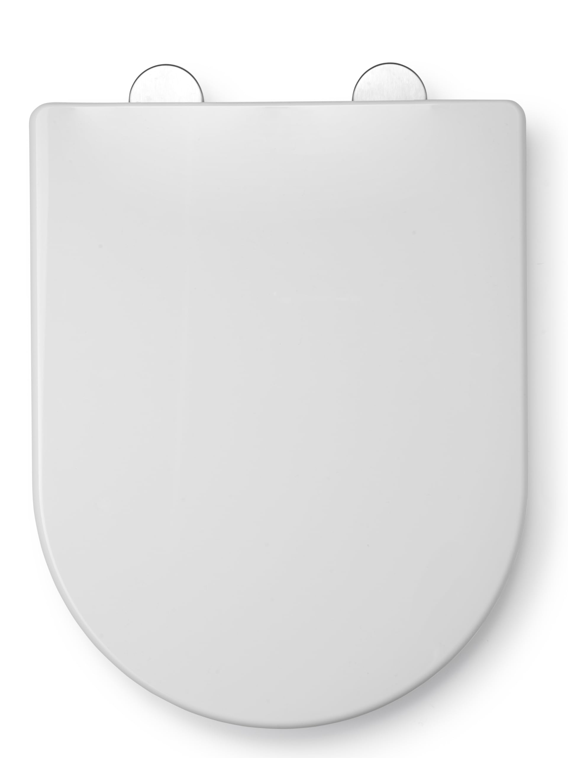 Croydex Telese Stick 'n' Lock D Shaped Soft Close Toilet Seat - Adjustable Hinges with Quick Release Button for Easy Cleaning and Antibacterial Treated Surface, Top & Bottom Fix (White)