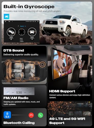 Head Unit for Toyota Tundra 2014-2021 Upgrades 10.2" QLED Screen, with Wireless Carplay & Android Auto, Android 13 Radio, DTS, Plug & Play Stereo, GPS Navigation (8GB+256GB)