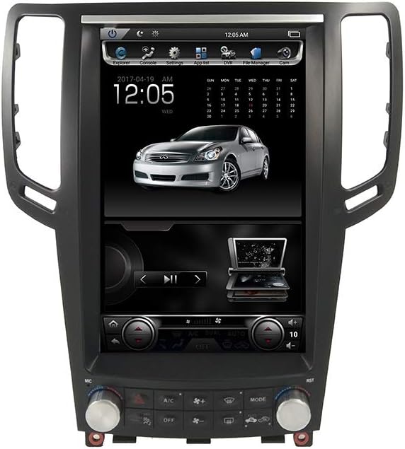 ASVEGEN 1080P 12 Inch Touch Vertical Screen HD Car Navigation WiFi USB GPS Navigator for Infiniti G37 G35 G25 G37S Android 7.1 Ram 2 GB ROM 32 GB