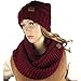 Debra Weitzner Womens Winter Slouchy Beanie Hat and Infinity Scarf Set - Knit Ski Skull Cap and Loop Scarf for Women Burgundy