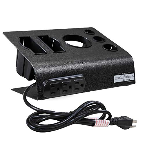 Black Tabletop Hair Iron & Blow Dryer Holder – Salon Appliance Stand Barber Shop Bathroom Bedroom/w 6FT Power Outlet