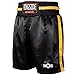 Ringside Pro-Style Boxing Trunks, Satin Boxing Shorts for Men and Women, Ideal for Boxing, MMA, Muay Thai, Black/Gold, Medium