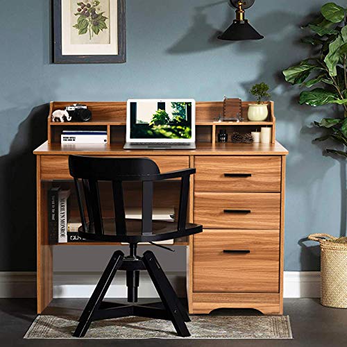 Catrimown Computer Desk with Drawers and Hutch, Farmhouse Home Office