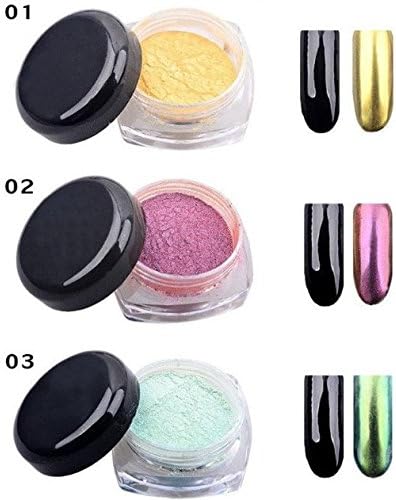Chrome Mirror Nail Powder with Smooth Shimmer Shining Glitter Effect Pigment Powder for Nail Art 3 Pack by Baby Beauty (1TO3)