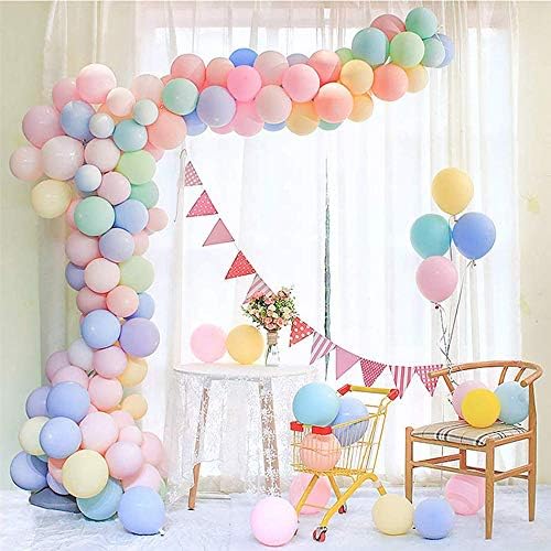 Tenrany Home Party Pastel Coloured Balloons, Pack of 100 10 inch Macaron Assorted Colour Latex Balloons Decoration Supplies Set for Wedding Birthday Baby Shower Anniversary Decor(Pastel 100)