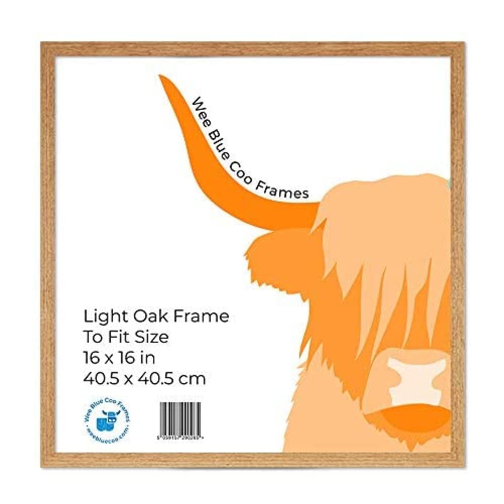 Square Light Oak Wooden Picture Frame 16 x 16 Inch (40.5 x 40.5 cm) Acrylic Safety 'Glass' Photo Frame