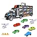 iBaseToy Toy Trucks Transport Car Carrier - Toy Cars Truck Educational Vehicles Toy Car Set Includes 12 Cars, 2 Helicopters, 28 Toy Car Slots，Great Gift for Kids, Toddlers, Children - Boys and Girls