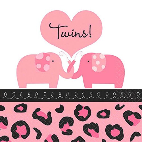 UPC 013051365837, Sweet Safari Girl Twins Baby Shower Party Beverage Napkins Tableware, 5&quot; x 5&quot;, Pack of 36