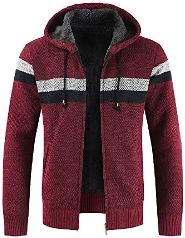 Simayixx Men Hoodies Knitwear Casual Zipper Fleece Hooded Outwear Cardigan Coats Pullover Sweaters Blouse Tops
