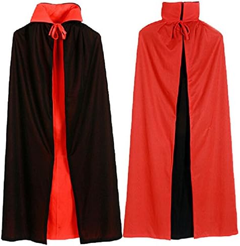 Halloween Cloak - Unisex Cape for Halloween Party/Cosplay - 140cm/55.12inches Cape without Hood (Red-Black)