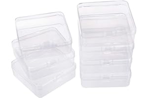 BENECREAT 10 Pack 3.22x3.22x1.1" Square Clear Plastic Bead Storage Containers Box Drawer Organizers with lid for Items,Earplugs,Pills,Tiny Bead,Jewelry Findings