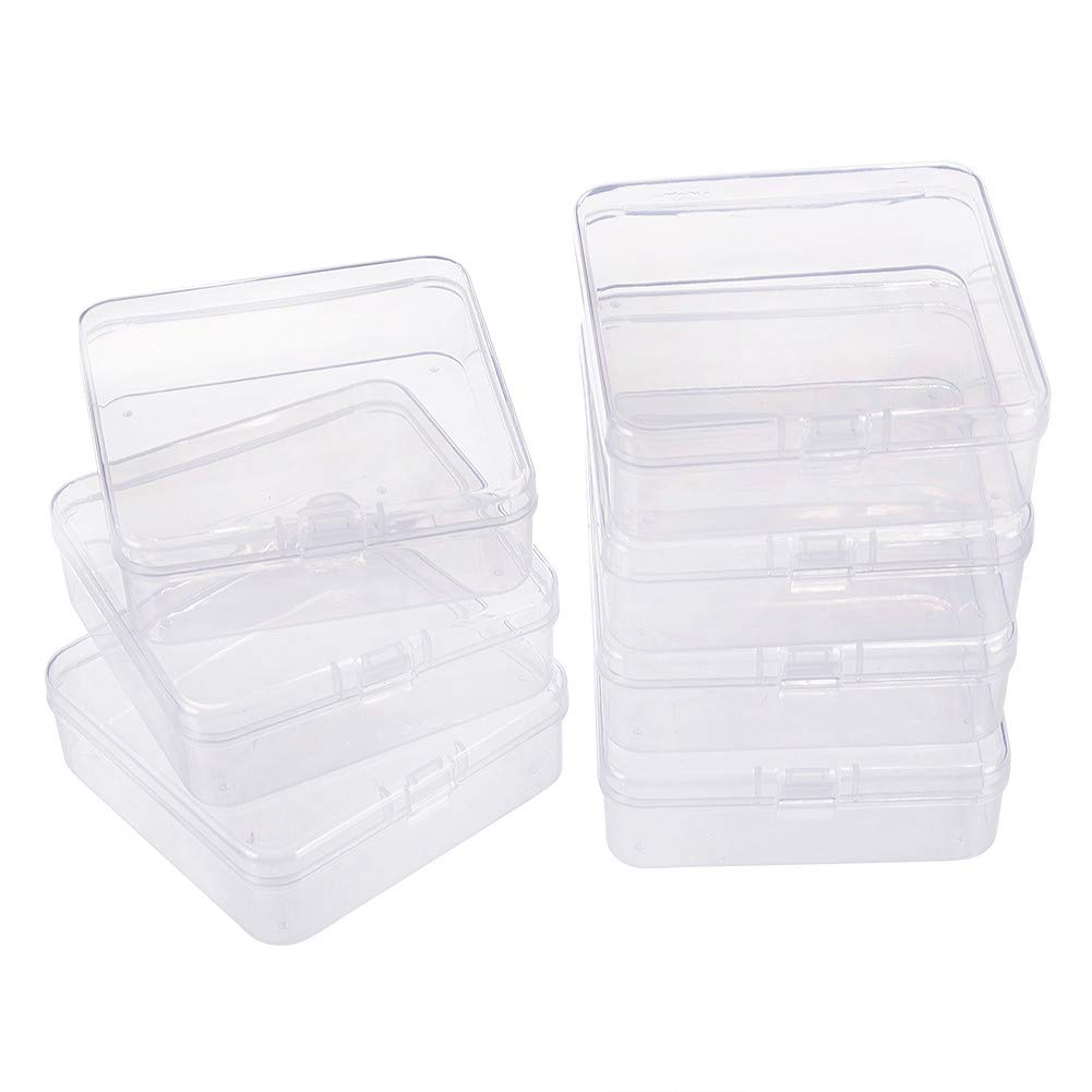BENECREAT 10 pack Square Clear Plastic Bead Storage Containers Box Case with Flip-Up Lids for Small Items, Pills, Herbs, Tiny Bead, Jewerlry Findings