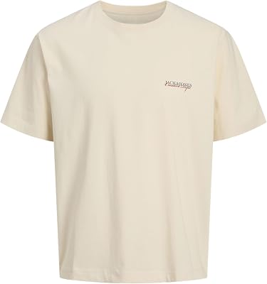 T-shirt Jorboston Photo SS Decote Redondo para Homens, Branco Envelhecido., M