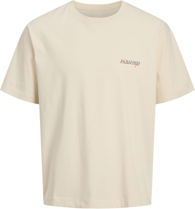 T-shirt Jorboston Photo SS Decote Redondo para Homens, Branco Envelhecido., M