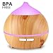 Essential Oil Diffuser, Mulcolor 250ml Aromatherapy Diffuser for Essential Oils, Aroma Oil Diffuser Humidifier, Ultrasonic Diffuser Wood Grain, Waterless Auto Shut off, 7 Colors Light