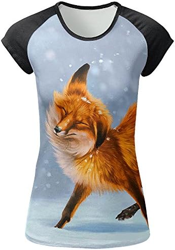 Fox meet Snow Women Sport Raglan Baseball T-Shirts Short Sleeve Jersey Blouse