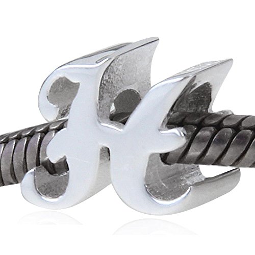 Authentic 925 Sterling Silver Alphabet Beads A-Z Letter Initial Fits Pandora Bracelet Charms (H)