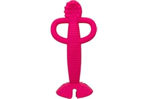 Busy Baby Teething Spoon - 2-in-1 Teether and Training Spoon for Self Feeding, Dishwasher Safe, BPA Free, Food Grade Silicone (Pink)