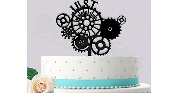 Amazon Com Just Married Steampunk Style Wedding Cake Topper Handmade