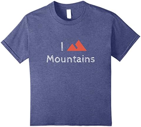 Kids I Love Mountains T-Shirt for Hiking Travel Camping Outdoor 8 Heather Blue