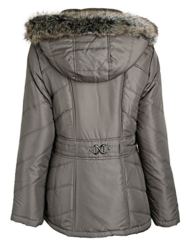 Details Women's Warm Winter Parka Puffer Coat with Quilting and Removable Hood - Fog (Size Small)