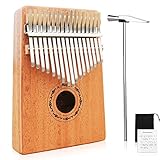 Mugig Kalimba 17 keys with Instruction and Tune Hammer, Portable Thumb Piano Mbira Sanza Mahogany Body Ore Metal Tines
