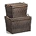 The Basket Lady Lift-Off Lid Wicker Storage Basket, Large, 24.5 in L x 18 in W x 17.5 in H, Antique Walnut Brown