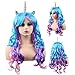 kaste Women Princess Rainbow Unicorn Wig Long Curly Hair Wigs Halloween Party Cosplay (QY-6971)