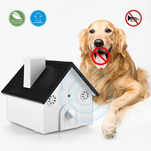 Ultrasonic Outdoor Bark Controller Anti-barking Devices Sonic Bark Deterrent by Homitem, No Harm To Dogs or other Pets,Plant,Human,Easy Hanging/Mounting,3 Modes,Birdhouse Shaped(Black)