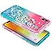 iPhone Xs Max Case with Tempered Glass Screen Protector for Girls Women, NageBee Glitter Bling Liquid Floating Quicksand Waterfall Sparkle Durable Cute Case for iPhone Xs MAX 6.5 inch -Pink/Aqua