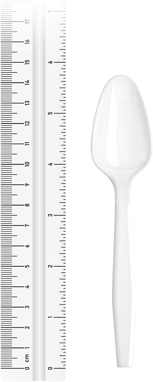 ZEML 600 Medium-Weight Disposable Plastic Tea Spoons -White: Kitchen & Dining