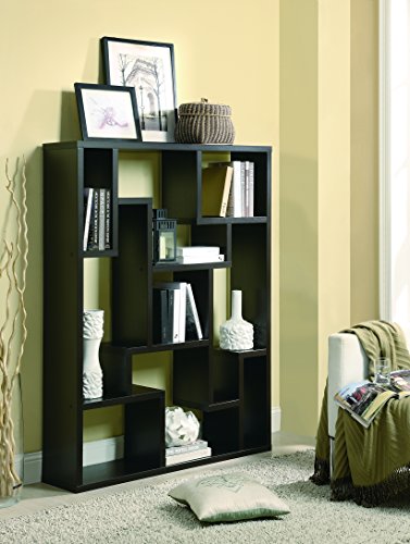 Coaster Furniture 9-Shelf Modular Asymmetrical Bookshelf, Cappuccino